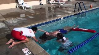 Lifeguarding Drill YMCA Speed Board Exit with Victim Fully Submerged Deep Water [upl. by Proudman831]