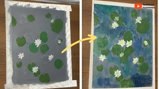 Water Lily in Water Drawing  Easy painting video  Taspiyas Paintings [upl. by Oiralednac45]