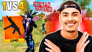 FIZ ALGO SURREAL DE UMP NESSE SOLO VS SQUAD  FREE FIRE MOBILE HUD 4 DEDOS [upl. by Xanthus]