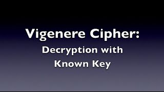 Vigenere Cipher  Decryption Known Key [upl. by Severn]