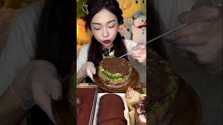 Chocolate cake Pastry Eating ASMR shorts food chocolate [upl. by Alfy740]