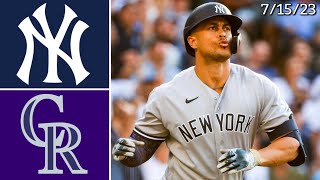 New York Yankees  Colorado Rockies  Game Highlights  71523 [upl. by Daveda]