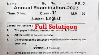 UP board Class 11 English Paper with solution  Solution English Paper  Exam Paper English 2023 [upl. by Ahsatan]