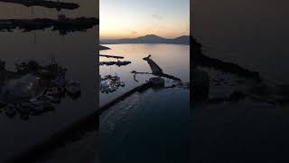 Golden November Sunset at Naousa Harbour Paros – Aerial Drone Footage travel parosisland [upl. by Bowrah957]