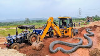 Jcb 3dx Machine Working Mud Loading With Mahindra and Swaraj Tractor  Jcb and Tractor Cartoon Video [upl. by Amalbergas215]