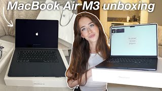 MacBook Air M3 Unboxing 15 inch  setup widgets aesthetic customization [upl. by Irac]