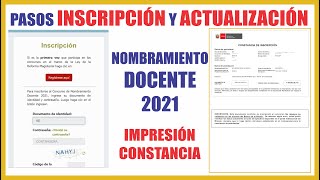 Como inscribirse y actualizar datos al CONCURSO DE NOMBRAMIENTO DOCENTE 2021 11 enero  03 febrero [upl. by Lectra]