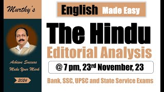 23rd Nov 2023  The Hindu Editorial Analysis  The Hindu Newspaper Vocabulary  BANK  SSC  UPSC [upl. by Christoph317]