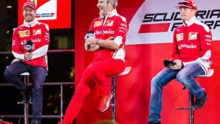 F1 2016 Mexican GP  Vettel Raikkonen and Arrivabene at SFMeets in Mexico City 271016 [upl. by Eahsram]