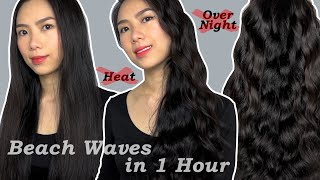 Heatless BEACH WAVES in 1 HOUR  No Heat No Overnight Easy 10min Hair Tutorial [upl. by Knepper]