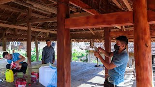 The Process of Cleaning and Buying Paint to Repaint a Wooden House  Family Farm [upl. by Aicenad739]