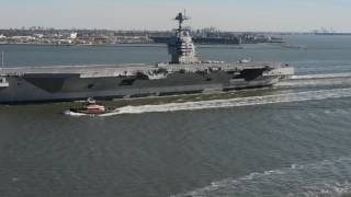 Future USS Gerald R Ford Underway for Builders Sea Trials [upl. by Nyleuqaj355]