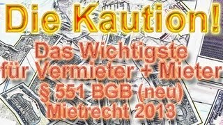 Wichtiges zum Thema Mietkaution § 551 BGB MietRÄndG Anlage  Begrenzung  Vermietershopde [upl. by Selym]