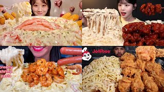 ASMR Creamy Pasta Mukbang Compilation 3  Alfredo pasta Asmr  Satisfying eating sounds [upl. by Silvie]