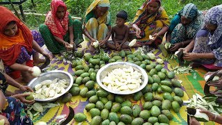 70 KG Green Mango Spice Juice Cooking  Sweet Mango Chutney Prepared For Village Kids amp Villagers [upl. by Ateuqahs]