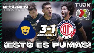 Resumen y goles  Pumas 31 Toluca  CL2023 Liga Mx  J15  TUDN [upl. by Koal423]