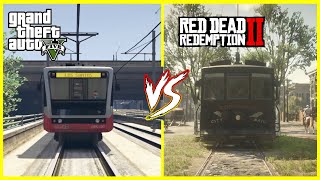 RDR 2 TRAM VS GTA 5 TRAM  Red Dead Redemption 2 vs GTA V [upl. by Namyac]