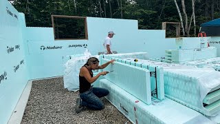 WE HAVE CONCRETE WALLS  Couple Building Their OWN HOUSE  ICF High Efficiency Home [upl. by Washburn]