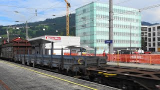 Bahnhof Dornbirn Güterzug durchbraust mit Taurus amp ÖBB1144 den Bahnhof Dornbirn ➡ Terminal Wolfurt [upl. by Viola]