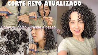 COMO CORTO MEU CABELO CACHEADO SOZINHA  CORTE RETO CABELO CACHEADO  Oeslanhiny Nunes [upl. by Notlad]