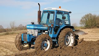 Classic 1982 Ford 6610 4wd ploughing  RabeWerk HawkS plough  Farming with Ford DVDs [upl. by Annayehc]