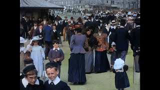 4k 50fps colorized 1901 Panoramic View of the Morecambe Sea Front [upl. by Avlis]