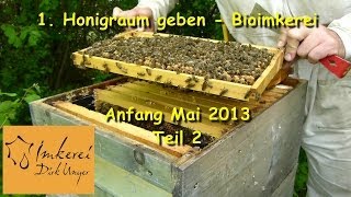 1 Honigraum geben  Bioimkerei  Anfang Mai 2013 Teil 2 [upl. by Enneicul]