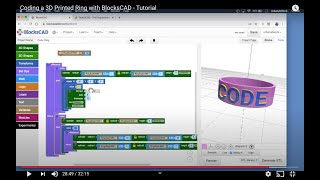 Coding a 3D Printed Ring with BlocksCAD  Tutorial [upl. by Adelaide]