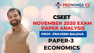 CSEET November 2020 Exam Paper Analysis Paper 3 Economics [upl. by Enattirb]