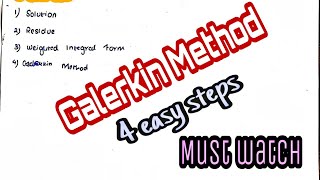 FEA  Galerkin Method  4 easy steps only [upl. by Sivad]