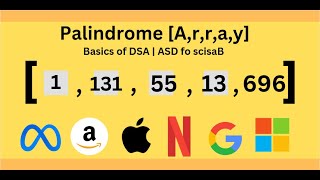 Palindromic Array  DSA Problem Solving  Basic [upl. by Yajet]