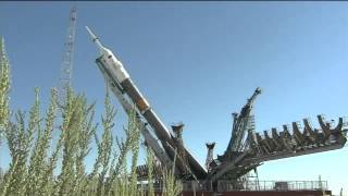 The Expedition 3233 Soyuz Rocket Moves to Its Launch Pad [upl. by Buckingham]