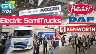 Three Electric SemiTrucks Unveiled DAF PETERBILT KENWORTH at CES 2024 [upl. by Yunfei]