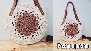 BOLSA DE CROCHÊ REDONDA EM RAFFIA  BOLSA MANDALA [upl. by Diego]