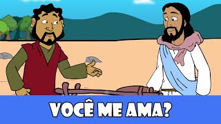 DESENHOS BÍBLICOS  VOCÊ ME AMA JESUS PERGUNTA A PEDRO [upl. by Anson]