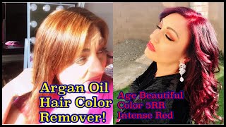 Argan Oil Hair Color Remover amp Step by step before recoloring using Age Beautiful Color 5RR [upl. by Lejna112]