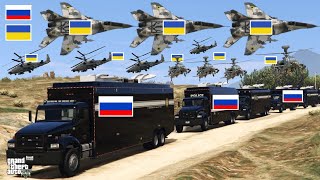 Ukraine Fighter Jets amp Helicopters Attack on Russian Military Weapons Supply Convoy  GTA5 [upl. by Eeliah]