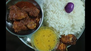 Rich Spicy Chicken Curry And Rice With Excellent Mango Dal  কচি মুরগি কষা টকডাল আর ভাত Eating Show [upl. by Rickie]