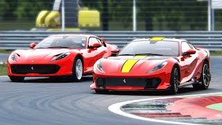 Ferrari 812 Competizione vs Ferrari 812 Superfast at Monza 4K 60 FPS [upl. by Acirt508]