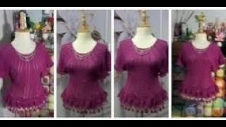 Part 1  Free Crochet PatternSummer batwing blouses for women Size M Áo Hè Cổ Tròn Tay Cánh Dơi [upl. by Sparrow969]