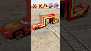 Big and Small McQueen Cars VS Train Lightning Punch Here Again  BeamNGdrive [upl. by Witt]