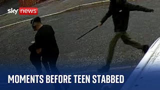 CCTV shows moment before two teenagers stabbed 16yearold Ronan Kanda to death [upl. by Nwhas]