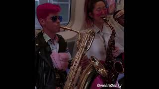 What would you do if you saw this on the subway 🤔🎷 2saxy weare2saxy saxophonesubway [upl. by Judus]