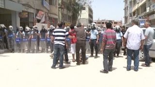 Suicide bombings spark violent protests on the TurkeySyria border [upl. by Swan]