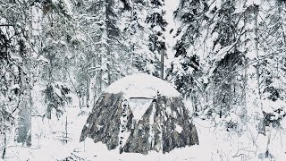 30C WINTER CAMPING in a FROZEN TENT ALONE [upl. by Dosh]