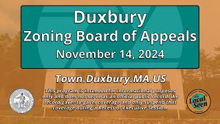 Duxbury Zoning Board of Appeals 11142024 [upl. by Ahsille]