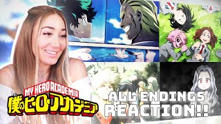 First Time REACTING to ALL MY HERO ACADEMIA ENDINGS 113 [upl. by Ecirtram368]