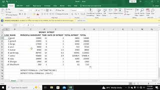 HOW TO CREATE A MONEY INTREST FORMULAS IN MS  EXCEL SHEET  MONEY INTEREST FORMULAS IN EXCEL [upl. by Adnofal]