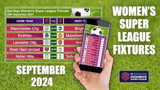 Womens Super League Fixtures  WSL Fixtures  September 2024 [upl. by Noral]