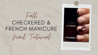 Fall Checkered And French Manicure [upl. by Rossi]